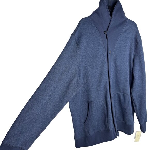 Sonoma Life + Style Blue Cotton Button-Up Cowl Neck Fleece Lined Cardigan Sz XXL - Picture 8 of 8